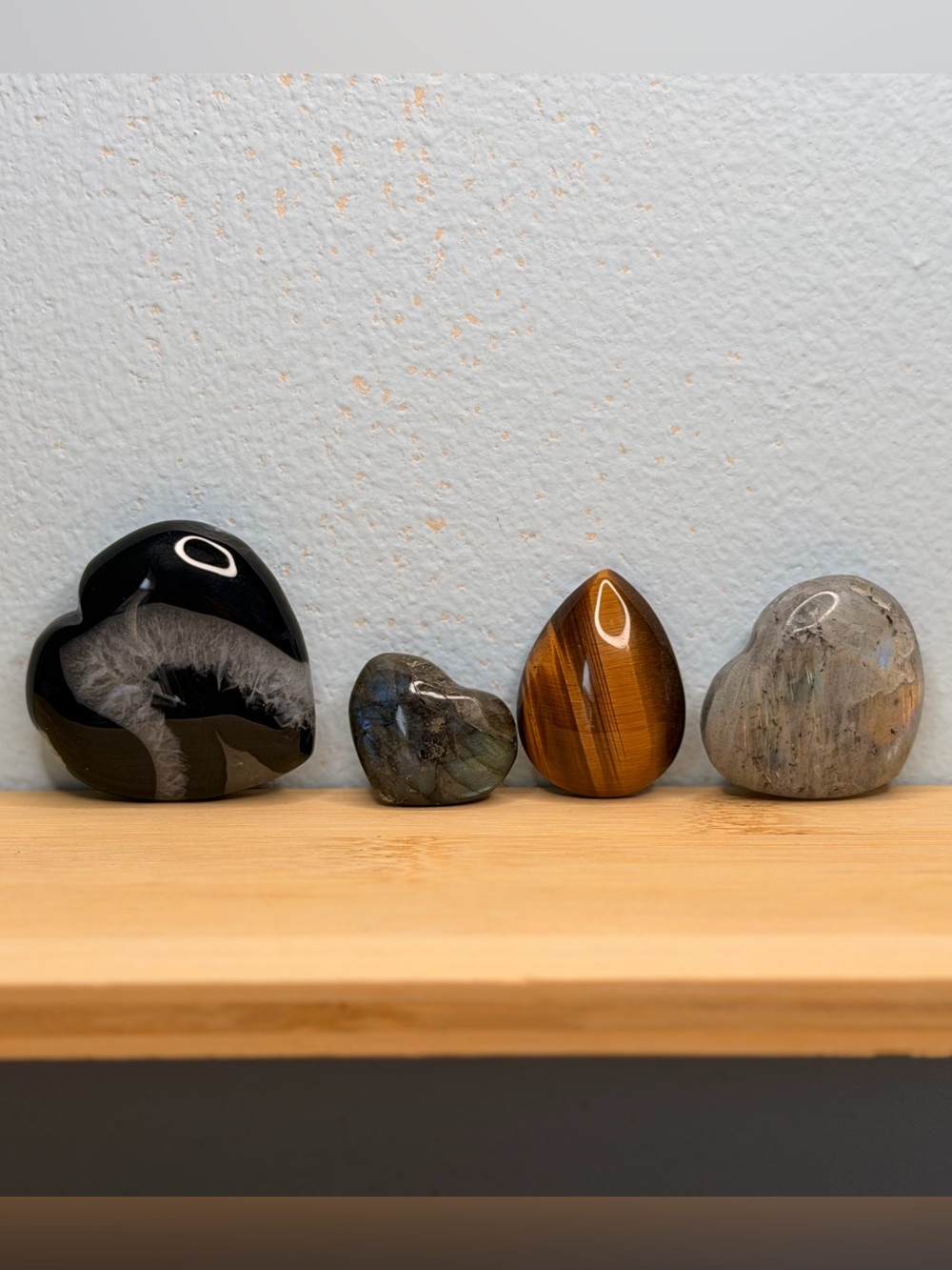 #002 Polished Stone Set — Tiger Eye, Labradorite, Black Agate & Moonstone
